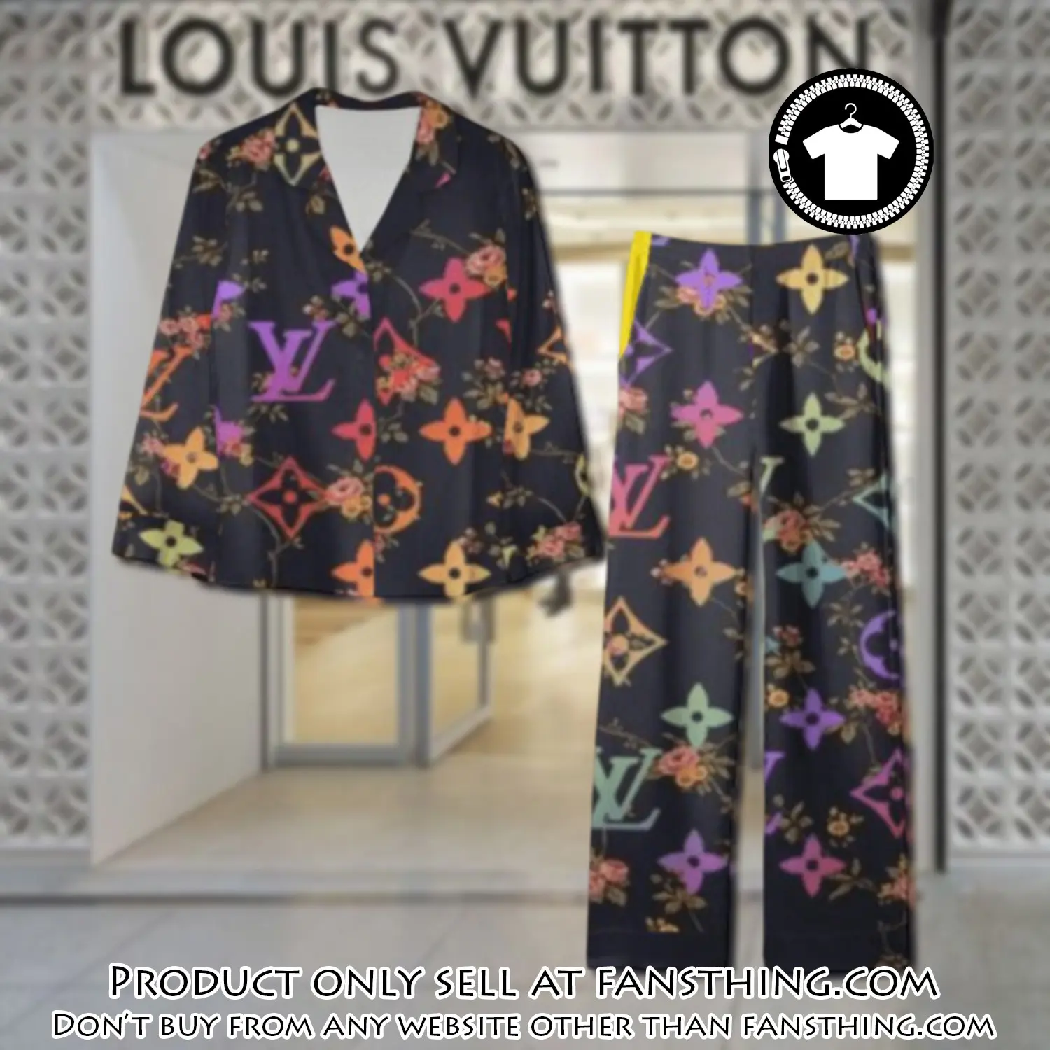 Trending luxury lv satin pajama set pjs1084 fst0716289